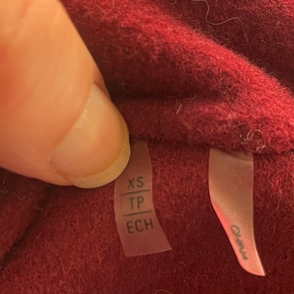 T TAHARI Ella Shawl Collar Wool-Blend Wrap Coat Burgundy Sz XS - Picture 9 of 11